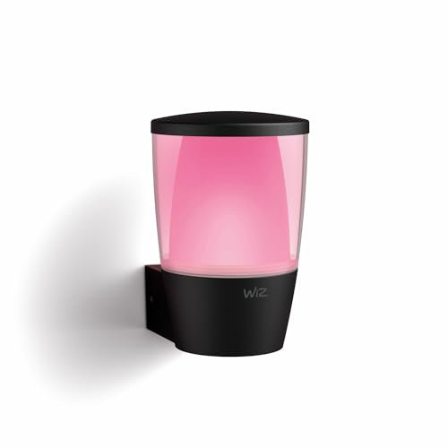 WiZ Tunable White and Color Elpas Outdoor Wandleuchte (650 lm), LED Leuchte mit 16 Mio. Farben oder warm- bis kaltweißem dimmbarem Licht, smarte Lichtsteuerung über WLAN per Stimme/App, schwarz