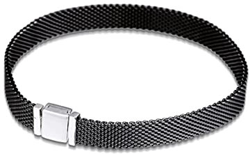 Sudemota Armband 100% 925er Sterlingsilber-Schmuck, oxidierte Mesh-Armbänder, kompatibel mit Reflexions-Anhängern