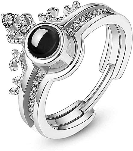 Verstellbar Sterling Silber Ringe für Damen 925 Sterling Silber Ring mit persönlicher Fotoprojektion Ich liebe dich Ring in 100 Sprachen mit Herz Bild Liebeserinnerung Rosegold Schmuck p