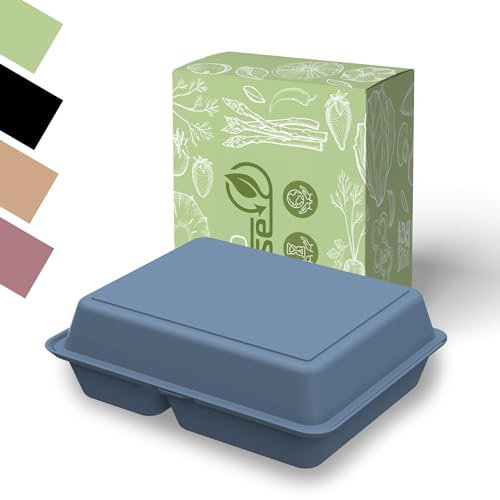 elastoREuse Menübox take away Verpackung - Essensbehälter to go mittel Lunchbox inkl Trennfächer nachhaltige Mehrweg Dose 0,8l spülmaschinengeeignet (behagliches blau)