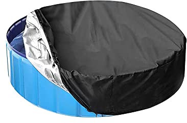 Tsuchiya Poolabdeckung Rund - Hundeschwimmbeckenabdeckung | wasserdichte 210D Oxford Pool Cover Faltbare | Schwimmbad Hundepool Abdeckung Pool Abdeckplane Für 122/160cm Aufblasbare Pool