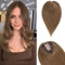 TESS Hair Topper Echthaar Braun, 10x12cm Basis Toupet Damen #6 Mittelbraun Haartopper Echthaar 40g 30 cm Haar Topper Clip in Haarteil Extensions