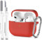 R-fun Funda para AirPods Pro 2ª/1ª Generación con Kit de Limpieza, Protección Completa de Silicona para Apple AirPods Pro 2023/2022/2019 Funda de Carga [LED Frontal Visible],Rojo