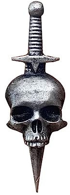 BHUEHSS Gothic-Totenkopf-Dolche Abzeichen Pin Vintage Horror Skelett Brosche Kreuzung Schwerter Abzeichen Kleidung Pin Schmuck Anstecknadel C#, as shown in the picture, Metall