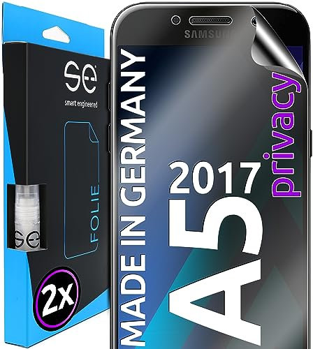 2x se® 3D SCHUTZFOLIE Privacy für Samsung Galaxy A5 (2017),Blickschutz, 100% Fingerabdruck & FaceID kompatibel, einfache blasenfreie Installation, Ultra-Klar, Stoß-Kratzfest, aus Deutschland