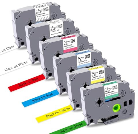 UNOKA 12mm Kompatibel für Brother P touch H100LB PT-D210 D400 H200 H107B P700 1000 1010 E100 H105, Ersatzband für Etikettiergerät Brother P-touch Bänder 12mm, TZe-231 TZe-131 431 531 631 731