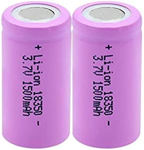 Batterie Au Lithium Li ION 3.7v 1500mah 18350, Rechargeable Renouvelable pour Lampe De Poche Microphone Radio,2 Pièces