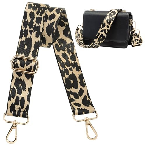 Navaris Handtaschengurt 75-138cm - Tragegurt für Handtasche - Taschengurt zum Wechseln - Taschenriemen - Handtaschen Gurt Trageriemen - Schultergurt für Taschen in Khaki Leopard