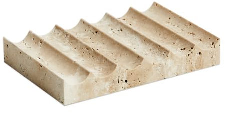 PHINILUX Luxueux Porte-Savon en marbre – Porte-Savon rectangulaire en Pierre et économiseur pour Douche – Porte-Savon Auto-drainant pour Salle de Bain, Cuisine, travertin Beige (travertin Beige)