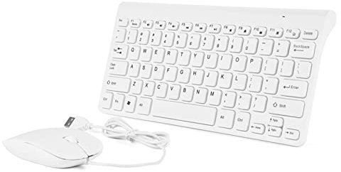 Tastatur- und Maus-Set, Tastatur und Maus, kabelgebunden, kompakte Größe, leicht, ultradünn, USB-Tastatur und Maus-Set, für PC und Laptop (Weiß)