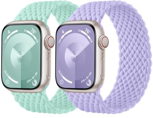 Charlam 2 Pezzi Cinturino Compatibile con Cinturini Apple Watch 44mm 45mm 42mm 49mm Donne Uomini, Sportiva Nylon Elastico Intrecciato Band per iWatch Serie 9 8 7 6 5 4 3 2 1 SE Ultra/Ultra 2