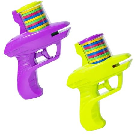 PLLKAB 2 pcs Foam Disc Launcher Flying Disc Airplane Foam Disc Launcher Launcher Toy Disk Toy Saucer Launcher and Flying Saucers Gifts for Kids Outdoor Games Activities