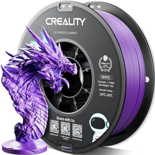 Creality PETG Filament 1.75mm, Hohe Präzision, Starke Zähigkeit, Geruchlos, Besserer Fluss, 1kg 3D Drucker Filament, 1.75mm Maßgenauigkeit +/- 0.03mm, PETG Violett