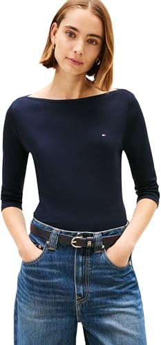 Tommy Hilfiger Damen Langarmshirt New Cody Slim U-Boot-Ausschnitt, Blau (Nos Desert Sky), 3XL