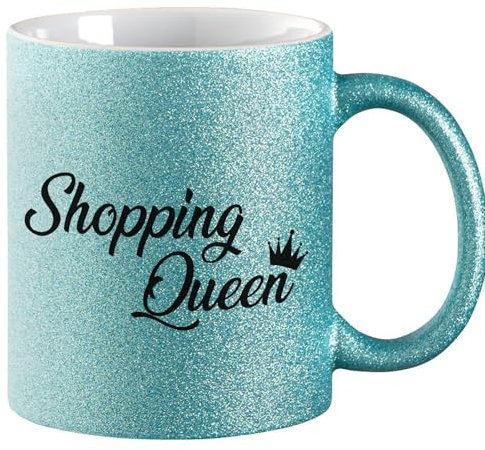 Huuraa tasse à paillettes Shopping Queen Mug Cadeau Bleu 330ml Shopping Queen Présent