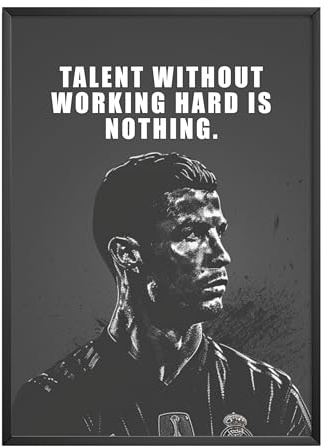MJ-GRAPHICS® Motivationsbilder Ronaldo Bilder Büro, A2 Bild Jugendzimmer Motivation Poster CR7 Motivationsbilder Fußball Mood Poster Real Sport, Ziele Traum Bild Affirmationen Bild - ohne Rahmen