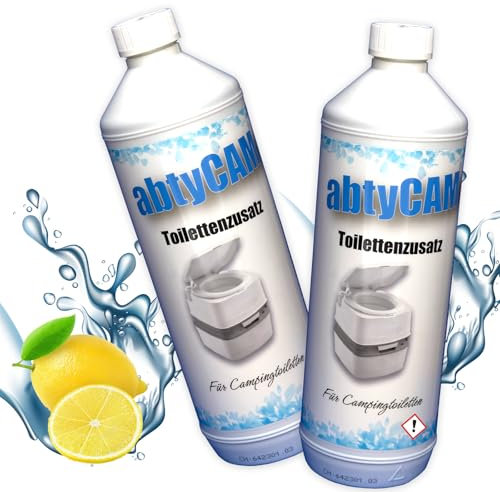 Bluecraft abtyCAM - Sanitärflüssigkeit für Campingtoilette Toilettenzusatz Sanitärzusatz Chemietoilette (2X 1 Liter Flasche) WC Chemie Flüssigkeit