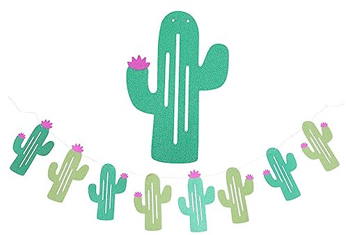 TOYANDONA 4 Piezas de Fiesta Guirnalda Mexicana empavesado de Carnaval Mexicano Decoración Fiesta Cactus Decoración cumpleaños Cactus empavesado Estampado de Cactus