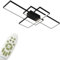 LED Deckenleuchte Schwarz Rechteckig Modern Wohnzimmerlampe mit Fernbedienung, 3000k-6000k Geometrisch Multifunktional Deckenbeleuchtung （140cm，Schwarz）