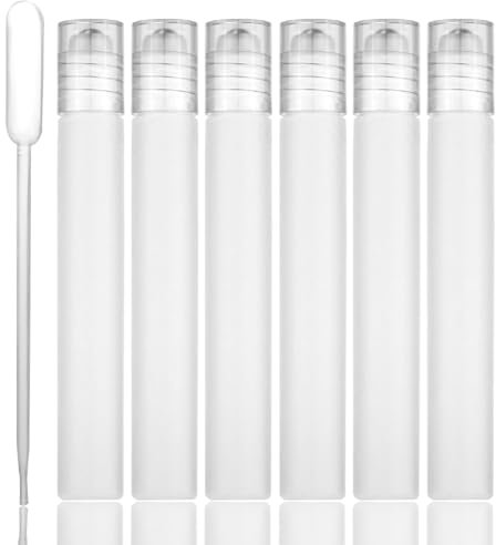 XXLKVSK 6pcs Roller Bottles, 10ml Glass Roll-on Bottles with Dispenser Tube, Perfect for Aromatherapy, Essential Oils, Fragrance