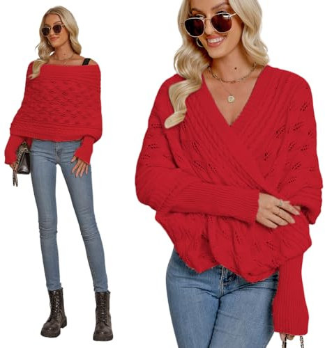 Asudaro Strickschal Mit Ärmeln Damen Winter Pulloverschal Wickelpullover Gestrickter Multifunktionaler Zopfmusterschal Mode Poncho Schal Cape Schal Stola Einfarbig Wrap Scarf