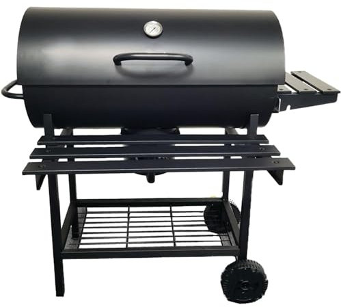 Parrilla de Barbacoa de Barril, Parrilla de Carbón, Parrilla de Barbacoa de Barril Grande Al Aire Libre con Mesa Auxiliar y la Parrilla., Cenicero Extraíble en Todas Las Direcciones, Parrilla Al Aire