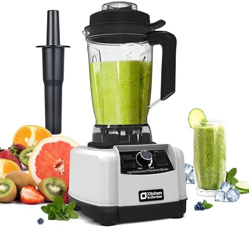 Kitchen in the box Blender Professionnel 2L, Mixeur électrique 1500W Haute Performance, Le choix pro des cuisines familiales, Lames premium à 8 points, Smoothie parfait en 30s, Glace Pilée (Argent)