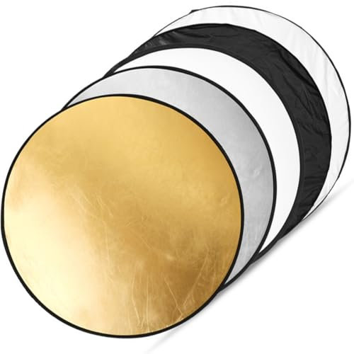 Pannello riflettente, 5 in 1 Pannello Rotondo, Riflettore Fotografico da 24 pollici/60 cm, Pieghevole Riflettore di luce, Accessori Fotografia, per Ritratti Selfie Fotografia Di Matrimonio