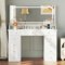 Dripex Dressing Table Vanity Desk with Mirror and Drawers Vanity Table Makeup Desk Shelves Storage Adjustable Brightness Makeup Table Cosmetic Bedroom Dresser Furniture (White 11 Drawers, L)