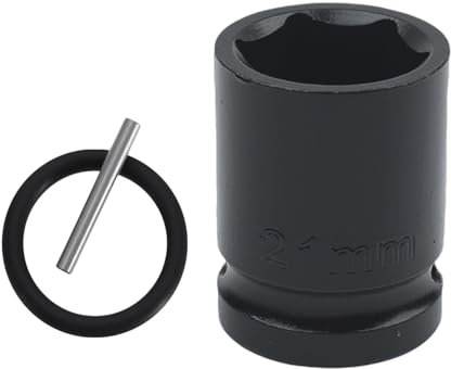 21mm Metric Deep Scaffolders Scaffolding Impact Socket 1/2 Drive with Retaining Pin + O-Ring, 21mm Socket with 38mm Length 6-Point Metric Sizes for Car Repair, Heavy-Duty CR-V Steel