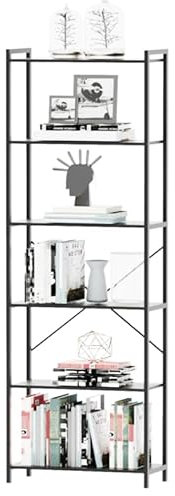 Coleshome Bücherregal im Baumform, Standregal mit 6 Ebenen, Bücherregal Holz Geeignet für Wohnzimmer und Schlafzimmer, Weiß