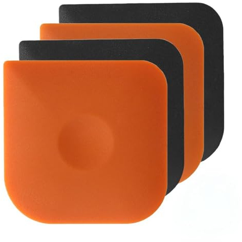 8 PCS Pan Scraper Tool Set – Non-Scratch Plastic Kitchen Scrapers with 4 Angled Edges – Durable Ergonomic Dish Scraper for Pots, Pans, Griddles, Food Prep – 4 Black & 4 Orange
