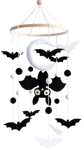 Mobile Baby Bettglocke mit Schwarze Fledermaus Hängende Mobile Windspiel für Babybett Kinderbett Halloween Dekoration Geschenk