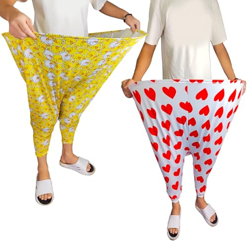 2 Piezas Granny Pants Juegos de Patio, Juegos de Lanzamiento al Aire Libre, con 6 × Bolas Rebotantes y 1 × Bomba de Globo, Pantalones Extra Grandes, para Juegos al Aire Libre