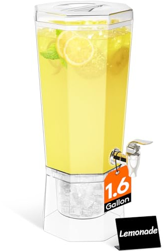 Lifewit 6L Distributeur de Boisson avec Robinet, Jarre Cocktail en Plastique, Fontaine Cocktail Glacées avec Support pour Jus, Limonade, Soda et Thé, Lot de 1