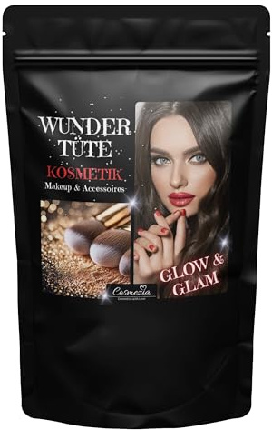 COSMEZIA Kosmetik Überraschungstüte Glow & Glam Partymood – 5+ Beauty Glitter & Sparkle Produkte für Lippen, Augen, Nägel & Accessoires mit Spruchkarte | Perfekte Beauty-Routine