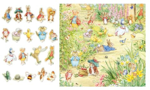 Wentworth Wooden Puzzles Premium In Mr McGregor's Garden - 100 Pcs Adult Jigsaw Puzzle, 19 Stand up Pieces, Exclusive Wentworth In-House Design - Sustainably Sourced Wood & British Made