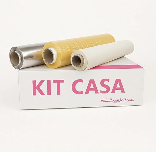 Kit Casa Imballaggi360, Carta Forno, Alluminio, Pellicola Trasparente, Set 3 Rotoli