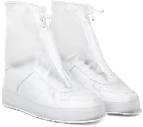 EnixwH Bianco Copriscarpe Impermeabili Riutilizzabili Copriscarpe Pioggia Chiusura Lampo Antiscivolo Stivali da Pioggia Galosce Donne Uomini per Giornate Piovose e Nevose, Alpinismo, Viaggi