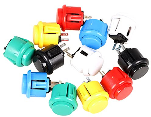 G Starts - Interruptor de botones para arcada (12 unidades, 24 mm, repuesto perfecto para Sanwa OBSF-24 OBSC-24 OBSN-24, botón de bricolaje, palillo de lucha para PC Joystick de PC (2 unidades)