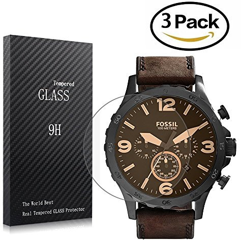 Youniker Lot de 3 Verre Trempé pour Fossil Montre JR1487 Protecteur d'écran, Protection écran en Verre Trempé Films Vitre pour Fossil JR1487 Montre Film de Protection d'écran pour Fossil JR1487