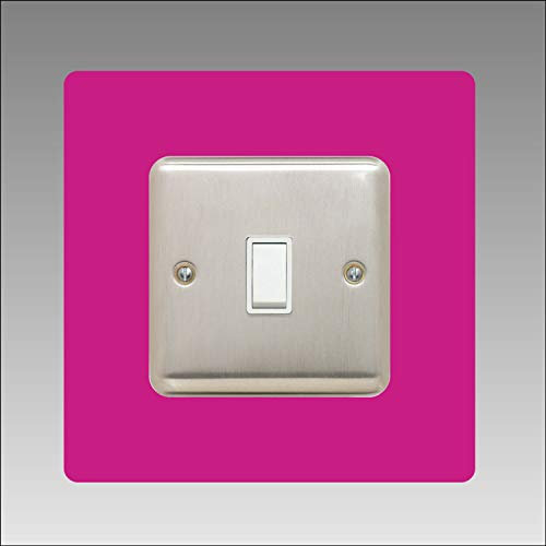 Single Light Switch Surround | Square | Acrylic Back Panel or Finger Plate | Plug, Font Colour:Pink