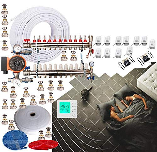 145-150Sqm UnderFloor Heating Kit 11 Port Manifold Blending Set 16mm Pipe WRAS Approved