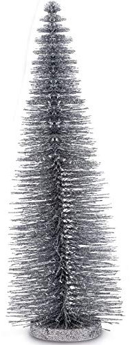 großer Tannenbaum - Deko Glitzerbaum - dunkel-Silber Ø 14 cm Metall-Kunststoff Höhe 45 cm