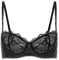 DOBREVA Women's Lace Balconette Bra Half Cup Non Padded Push Up Underwire Sheer Bras Black 36DD