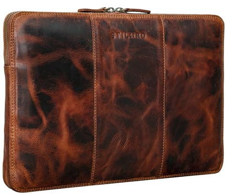 STILORD 'Wilson' Laptop Tasche 13,3 Zoll Leder für MacBook Vintage Notebooktasche für 13 bis 14 Zoll MacBooktasche Tablettasche Konferenzmappe DIN A4 Echtleder, Farbe:kara - cognac