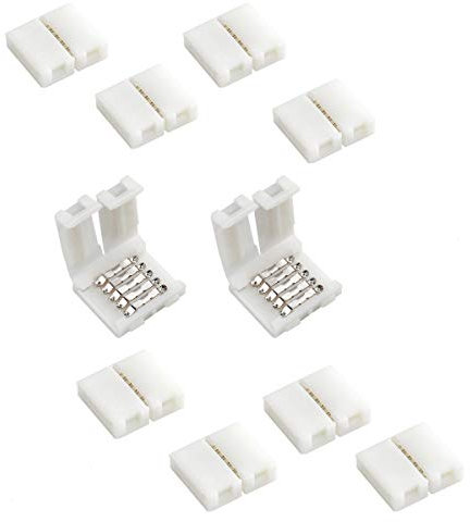 SUPERNIGHT RGBW LED Strip Verbinder - 5 Pin Clips, 10 mm Breit, Lückenlos Lötfrei für SMD 5050 RGBWW LED-Lichtbänder, 10 Stück