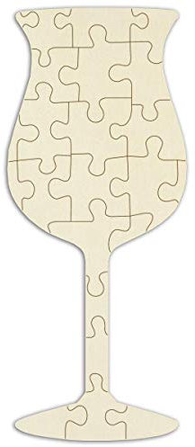 Holzpuzzle „Glas“ zum Bemalen und Selbstgestalten - 23 Teile, 29 x 12 cm - personalisierbares Puzzle aus Holz in Form eines Glases