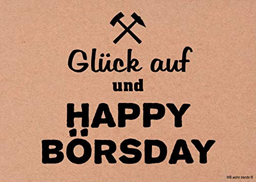 WB wohn trends Postkarte, Glück auf und Happy Börsday, Ruhrpott Ruhrgebiet Vintage Karton braun 10,5x14,8cm A6