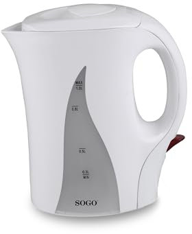 SOGO HERVIDOR DE Agua con CABLE-1L-1100W, Aluminium, Multicolour, 0.79 Inches